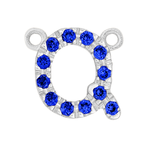 Blue Sapphire + 14k White Gold Letter Charm