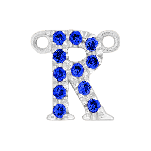 Blue Sapphire + 14k White Gold Letter Charm