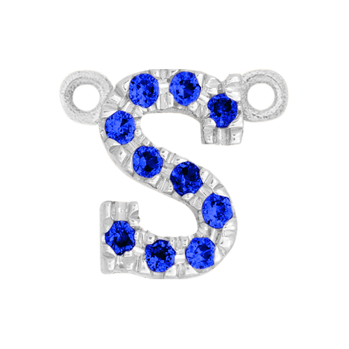Blue Sapphire + 14k White Gold Letter Charm