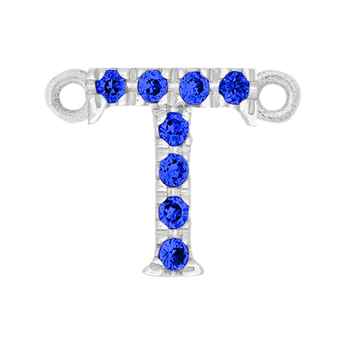 Blue Sapphire + 14k White Gold Letter Charm
