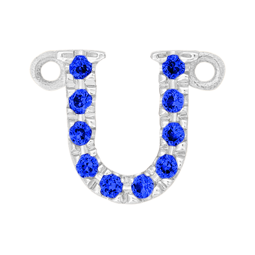 Blue Sapphire + 14k White Gold Letter Charm
