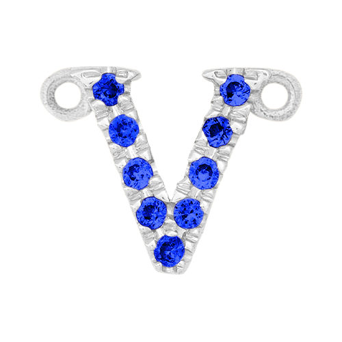 Blue Sapphire + 14k White Gold Letter Charm