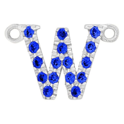 Blue Sapphire + 14k White Gold Letter Charm