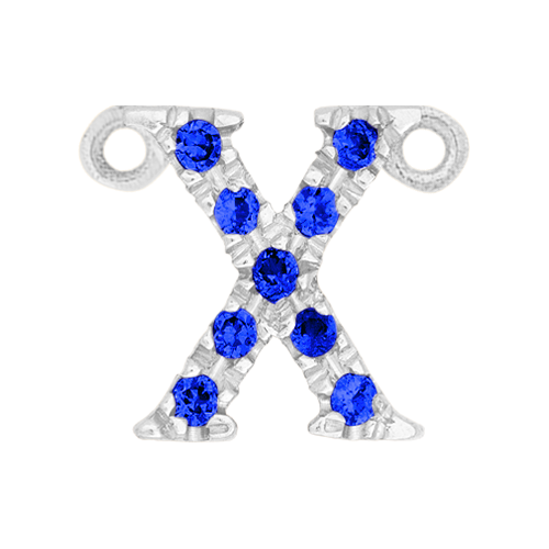 Blue Sapphire + 14k White Gold Letter Charm