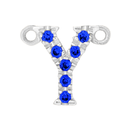 Blue Sapphire + 14k White Gold Letter Charm