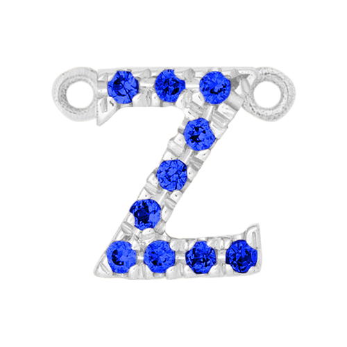 Blue Sapphire + 14k White Gold Letter Charm