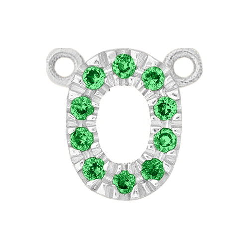 Green Garnet + 14k White Gold Number Charm