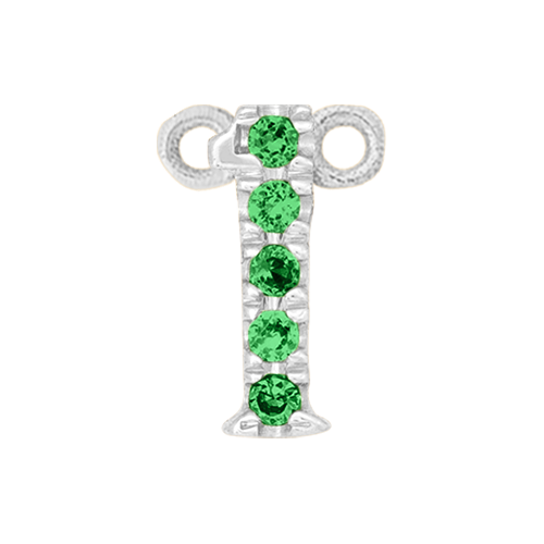 Green Garnet + 14k White Gold Number Charm