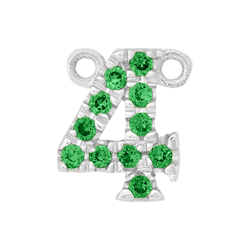Green Garnet + 14k White Gold Number Charm