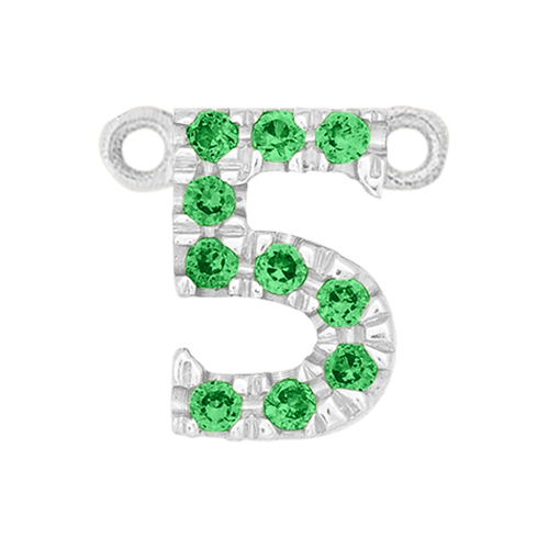 Green Garnet + 14k White Gold Number Charm
