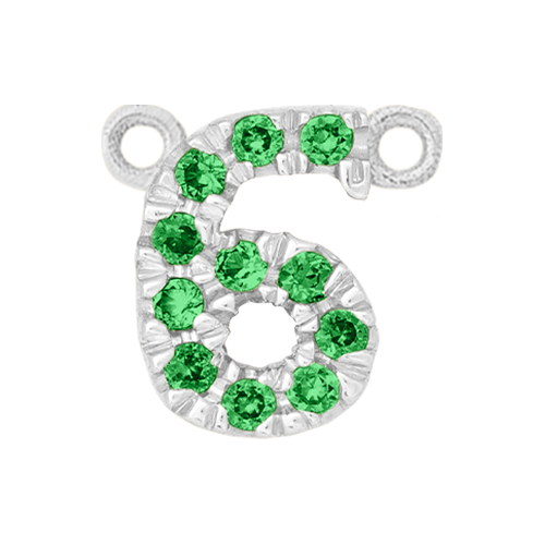 Green Garnet + 14k White Gold Number Charm