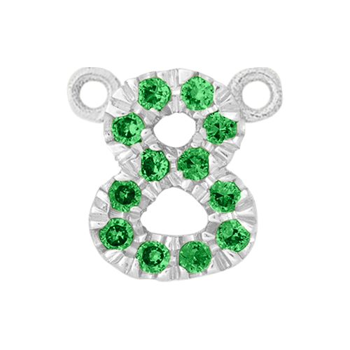 Green Garnet + 14k White Gold Number Charm
