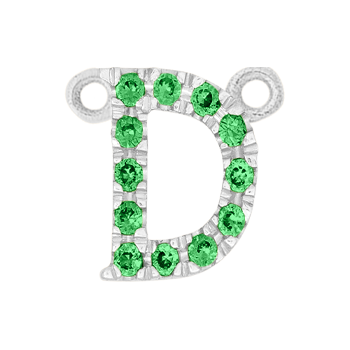 Green Garnet + 14k White Gold Letter Charm