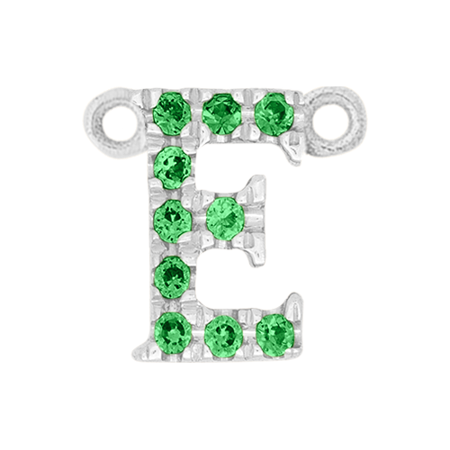 Green Garnet + 14k White Gold Letter Charm