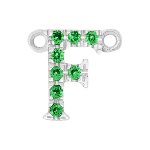 Green Garnet + 14k White Gold Letter Charm