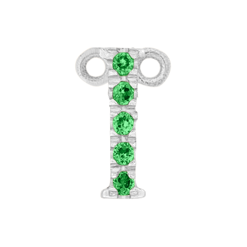 Green Garnet + 14k White Gold Letter Charm