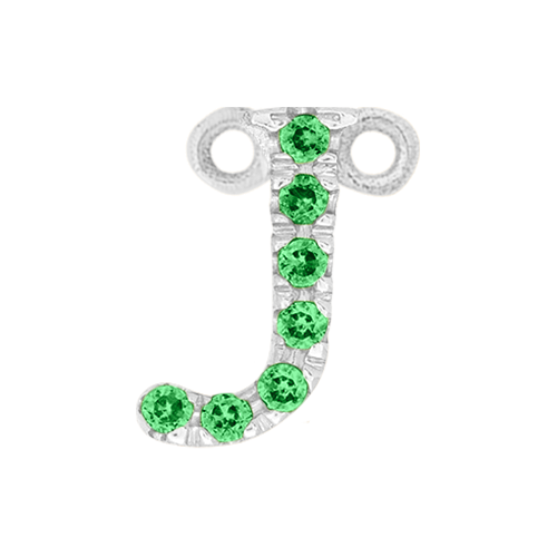 Green Garnet + 14k White Gold Letter Charm