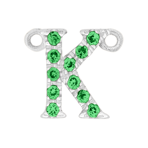 Green Garnet + 14k White Gold Letter Charm