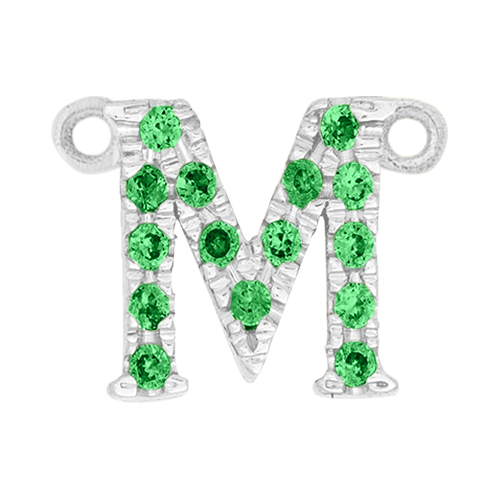 Green Garnet + 14k White Gold Letter Charm
