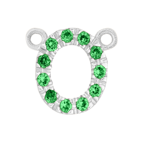Green Garnet + 14k White Gold Letter Charm
