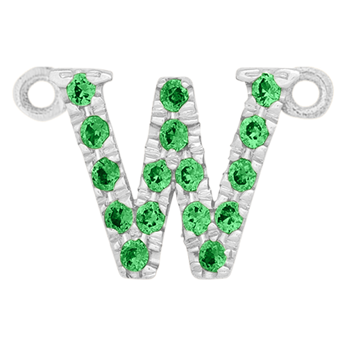 Green Garnet + 14k White Gold Letter Charm