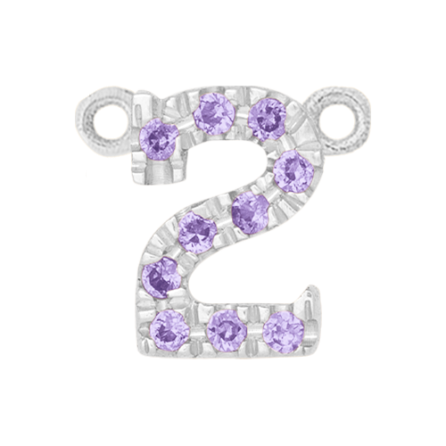Lilac Sapphire + 14k White Gold Number Charm