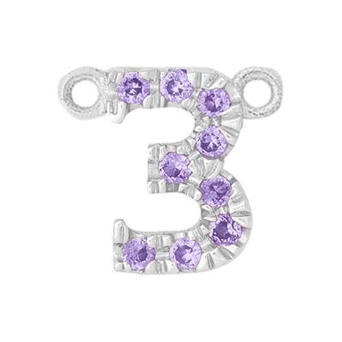 Lilac Sapphire + 14k White Gold Number Charm
