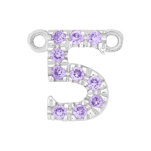 Lilac Sapphire + 14k White Gold Number Charm