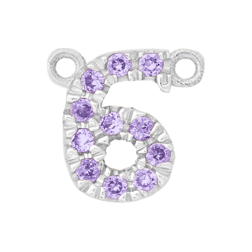 Lilac Sapphire + 14k White Gold Number Charm
