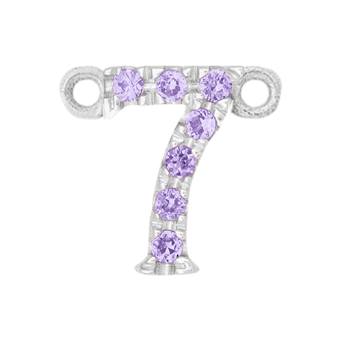 Lilac Sapphire + 14k White Gold Number Charm