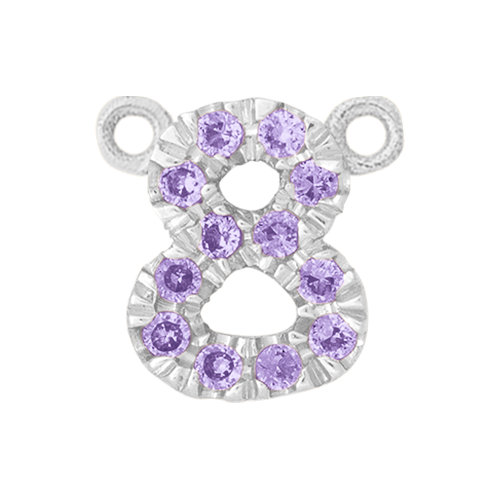 Lilac Sapphire + 14k White Gold Number Charm