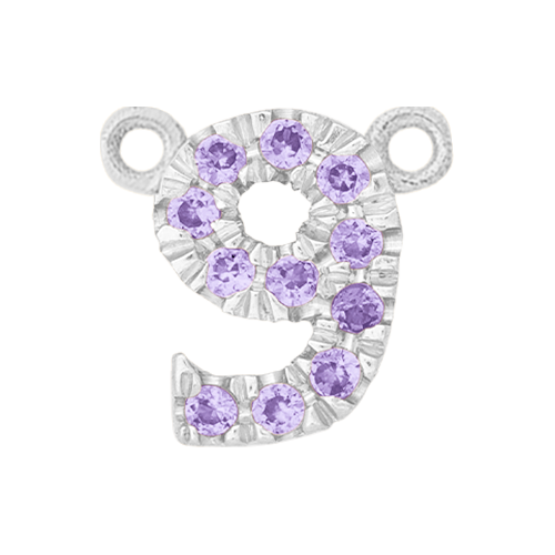 Lilac Sapphire + 14k White Gold Number Charm