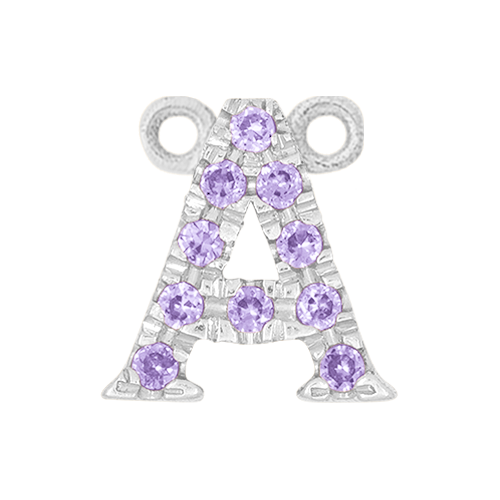 Lilac Sapphire + 14k White Gold Letter Charm