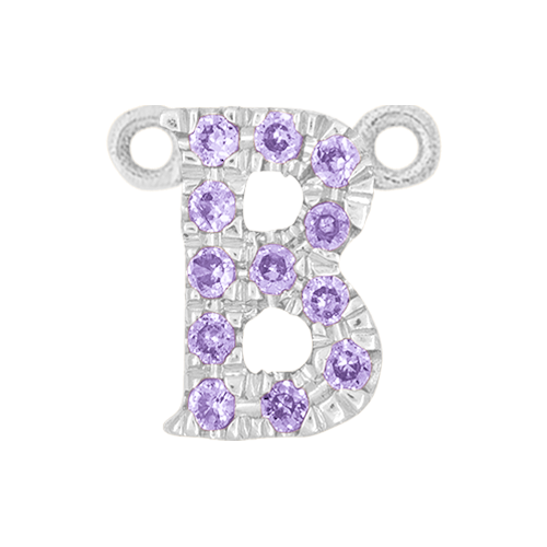 Lilac Sapphire + 14k White Gold Letter Charm