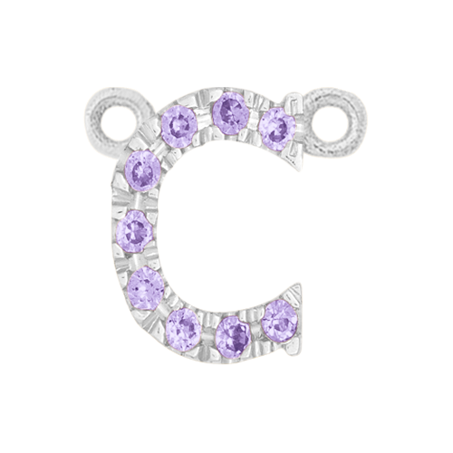 Lilac Sapphire + 14k White Gold Letter Charm