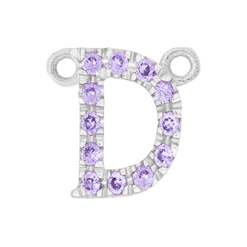Lilac Sapphire + 14k White Gold Letter Charm