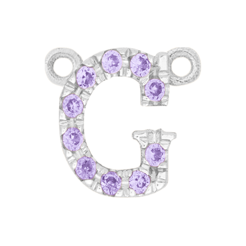Lilac Sapphire + 14k White Gold Letter Charm