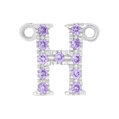 Lilac Sapphire + 14k White Gold Letter Charm