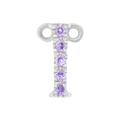 Lilac Sapphire + 14k White Gold Letter Charm