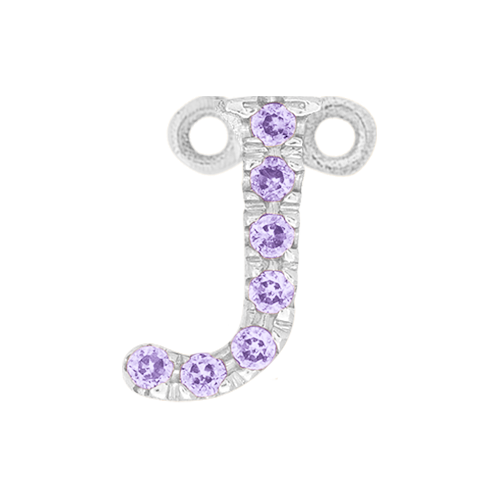 Lilac Sapphire + 14k White Gold Letter Charm