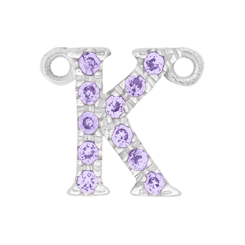 Lilac Sapphire + 14k White Gold Letter Charm