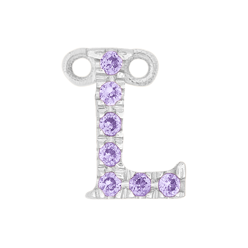 Lilac Sapphire + 14k White Gold Letter Charm