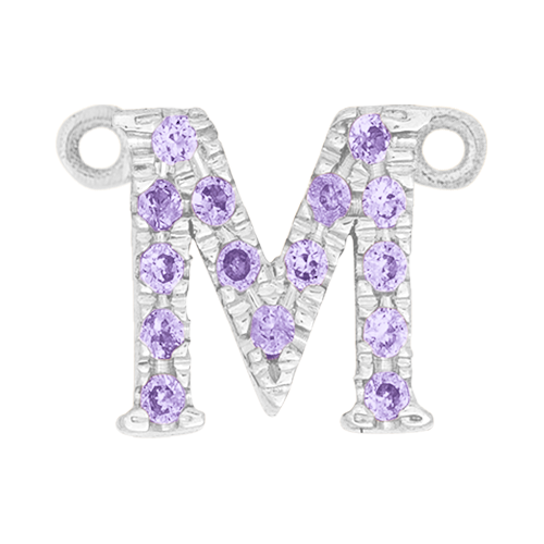 Lilac Sapphire + 14k White Gold Letter Charm
