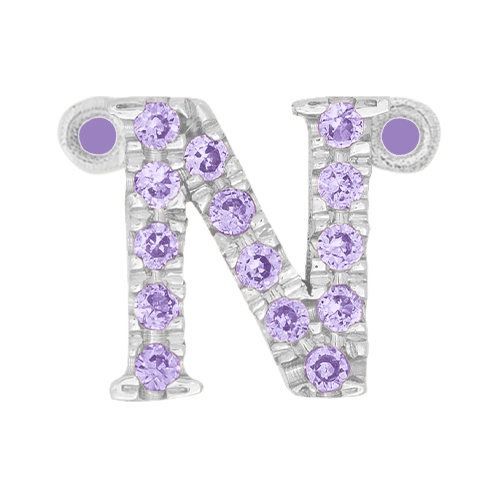 Lilac Sapphire + 14k White Gold Letter Charm
