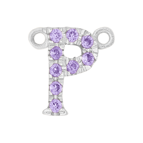 Lilac Sapphire + 14k White Gold Letter Charm
