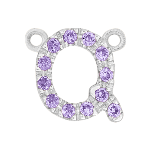 Lilac Sapphire + 14k White Gold Letter Charm
