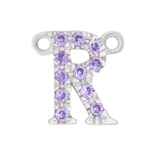 Lilac Sapphire + 14k White Gold Letter Charm