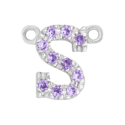 Lilac Sapphire + 14k White Gold Letter Charm