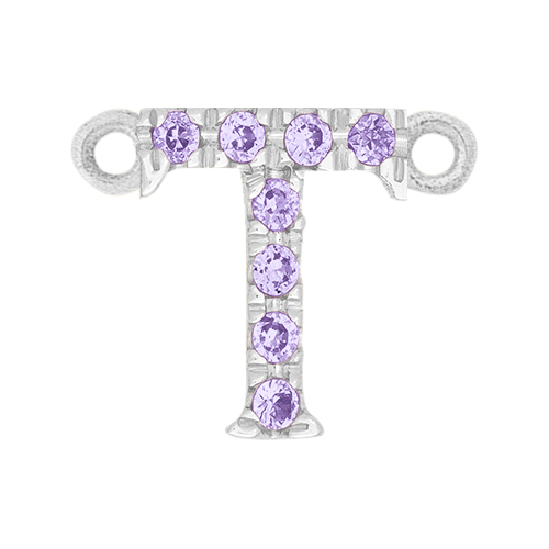 Lilac Sapphire + 14k White Gold Letter Charm
