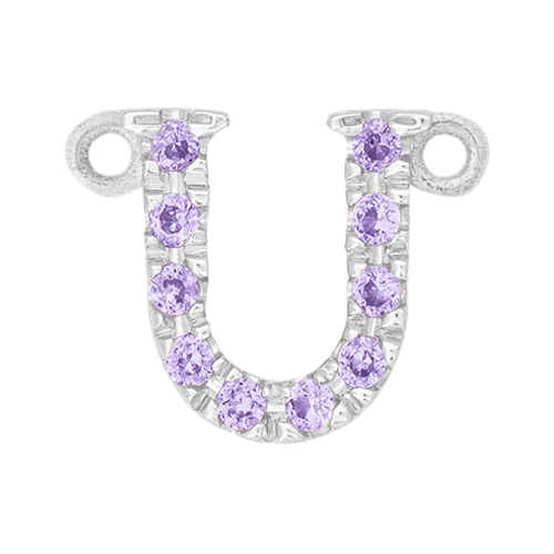 Lilac Sapphire + 14k White Gold Letter Charm